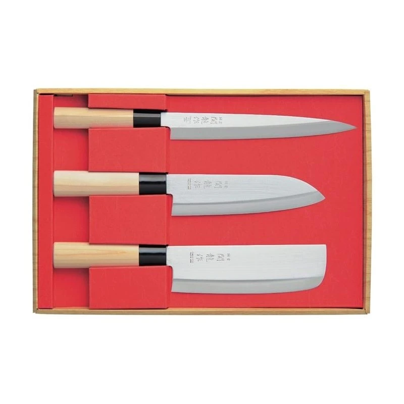 Coffret 3 Pièces SekiRyu Sashimi + Santoku + Nakiri 2 Coffret 3 Pièces SekiRyu Sashimi + Santoku + Nakiri