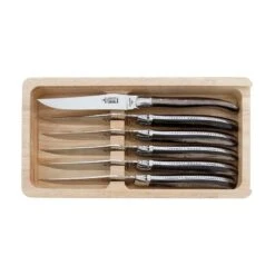 Coffret 6 Couteaux De Table Laguiole G.David Façon Corne Noire 23cm