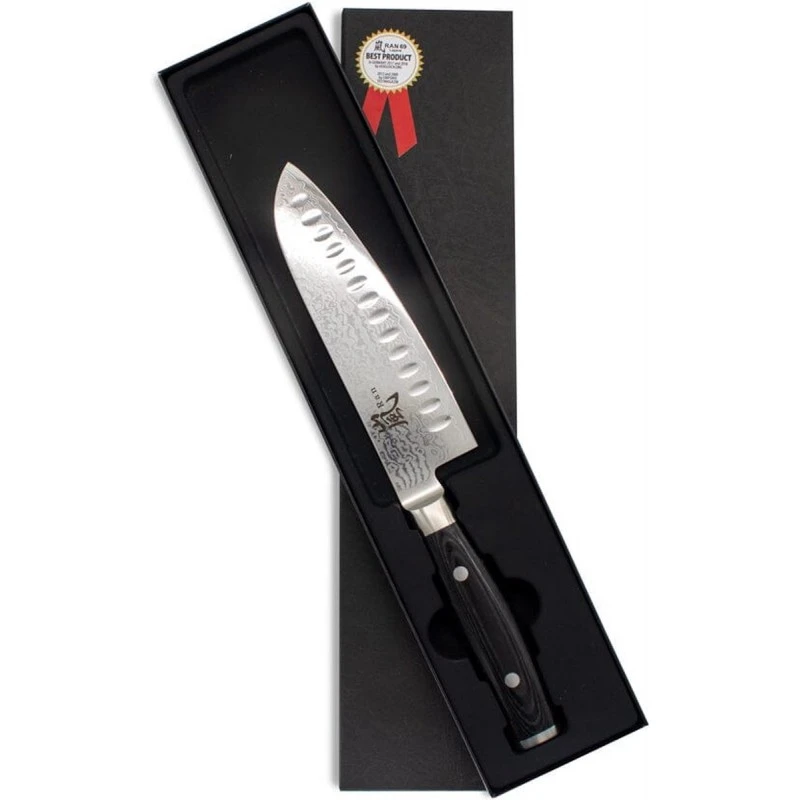 Couteau Santoku Yaxell Ran 165mm Damas Alvéolé 7 Couteau Santoku Yaxell Ran 165mm Damas Alvéolé – Image 5