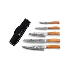 Mallette 5 Couteaux Damas - Wusaki